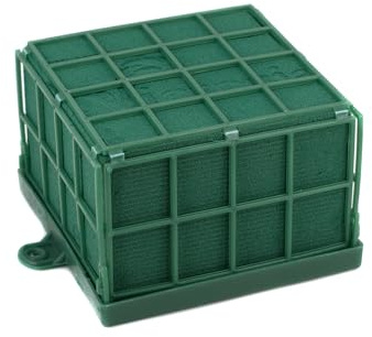 Nass Steckschaum Eckig 11x11x8cm mit Gitter geschlossen unten - für Profi Floristen & Hobby Bastler - Frischblumen Steckschwamm - Blumen Steckmasse - Floristik Zubehör & Floristikbedarf - Grün
