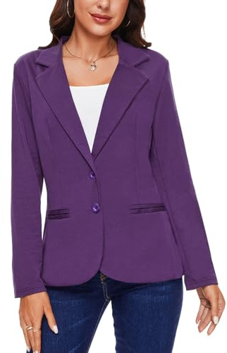 MINTLIMIT Womens Casual Notched Lapel Blazer Suit 2 Button Long Sleeve Suits Jackets Classic Workwear Jersey Knit Blazers