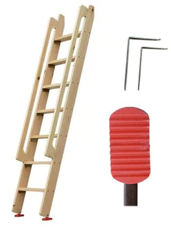 Scala per Soppalco Scale Soffitta Scala Antincendio in Legno, Scala Soffitta con Piedini in Gomma Antiscivolo Tappetini + Ferramenta, Scala Portante per Soffitta per Letto a Castello(Natural,7 step-2m