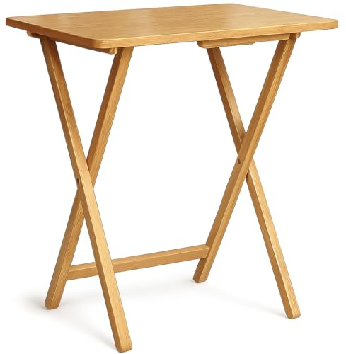 RANRHA Folding Wooden Table – Compact Multipurpose Tray Table for Home, Balcony, or Bedroom – Solid Wood Construction, Lightweight & Portable (Oak)