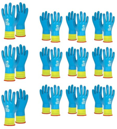 jiingekk Wasserabweisende Kinderschutzhandschuhe, verbesserte Griffigkeit, Latex, Handbekleidung, hohe Elastizität, Manschetten für jedes Szenario, 12 Paar