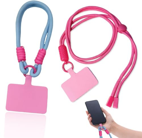2 Pcs Cadena de Teléfono Celular Universal,Cuerda Para Movil Universales, Colgante Movil, Cadena con Hebilla Cuerda para Movil,Colgante Movil Cuello con Lengüetas de Sujeción