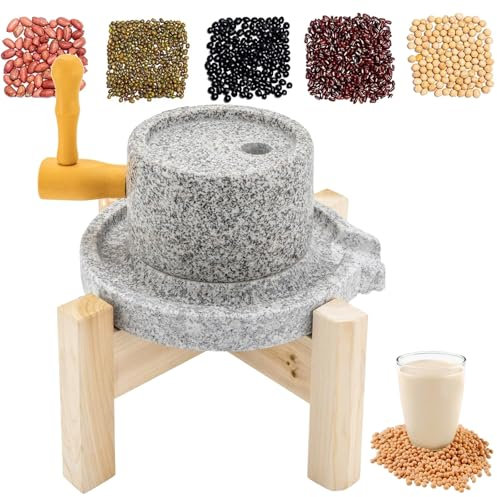 Manuelle Getreidemühle für Weizenmehl, Tofu & Sojamilch, natürliche Granitsteinmühle mit Ständer, perfekt für den Heimgebrauch & gesundes Leben