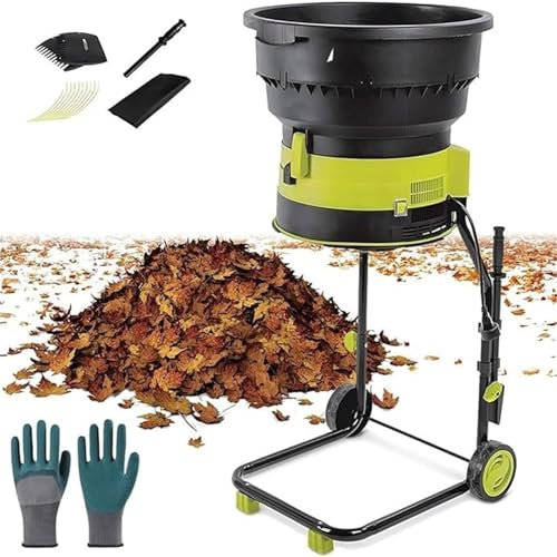 Electric Leaf Mulcher Garden Shredder, 2500w Compost Shredder Leaf Crusher with Wheels,leaf Rake, Storage Bag, 8000rpm Chippers with 54cm Funnel Diameter for Yard Cleanup, Composting(50m-power-cord)