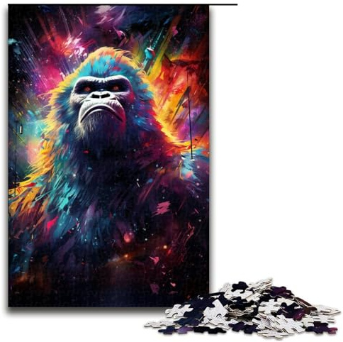 1000-teiliges Puzzle für Erwachsene farbenfrohe Psychedelia des Sternenhimmels Gorilla-Puzzle Geburtstagsgeschenk Geschenke für Teenager ab 14 Jahren 1000 Teile (75 x 50 cm)
