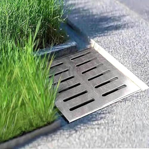 Griglia di scarico in metallo resistente, per marciapiede e patio, sistema di drenaggio rapido per marciapiede e patio, per cordoli in calcestruzzo, 40 x 40 x 3 cm, canale fognario efficiente