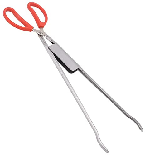 HIAKDOFT Slip Stainless Steel Crab Clamp with Grooved Serrated Tips Professional Curved Lobster and EEL Tong for Outdoor Fishing and Seafood Grabbing Lightweight Resistant Tool for Safe