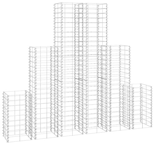 Gecheer Gabion Basket Set - 6 PCS, 25x25x50/100/150 cm, 3.5 mm Wire, High Load Capacity, Easy Assembly Model141049