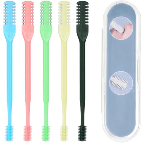 LXUEJIE Manual Nose Hair Trimmer, Double Sided Nose Hair Cutter 360° Rotating Nasal Hairs Trimmer Multicolor 2 in 1 Nasal Hairs Cutter Manual with Cleaning Brush for Women Men (5Pcs)