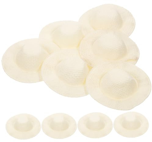 Gogogmee 10 Piezas Mini Sombreros de Paja Naturales para Muñecas Accesorios DIY Compactos y Resistentes Decoración Manualidades y Proyectos Creativos Color Beige
