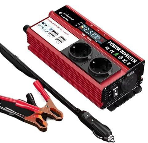 Inverter di Potenza Inverter Di Potenza Da 1500 W A 2000W Trasformatore Da CC 12V A CA 220V Con 4 Prese B E Display A LED Per Camper Telefono E Auto(12V 220V 2000W)