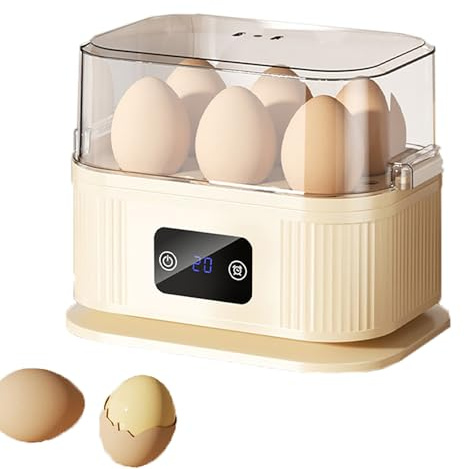 Hervidor de Huevos Inteligente Eléctrico, Capacidad para 6 Huevos con Apagado Automático, Caldera de Acero Inoxidable para Hervidos Duros/Medios/Suaves, Escalfados, Tortillas y Cocidos al Vapor white