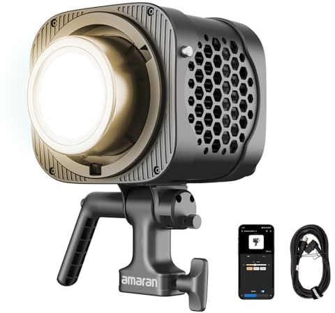 amaran Halo 200x 200W Luz LED COB Bi-Color, 10.530 Lux a 1m, Diseño Monolight con alimentación AC integrada, Montura Bowens Metal, CRI 96+, TLCI 97+, Control DMX y App