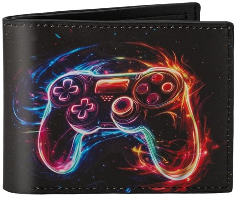 Fonwill Boys Wallet for Teens, Cool Kids Wallet for Boys Ages 4-5-6-7-8-9-10-11-12-13-14-15-16, Leather Game Wallet with Coin Pocket ID Window for Teen Youth Guys Christmas Birthday Gifts