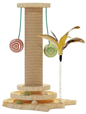 Salyeeluly Piquet d'escalade avec Surface à gratter pour Chats - Colonne à gratter Interactive pour Chatons - pour l'exercice, l'entraînement et Le Divertissement en intérieur dans Le Salon, la