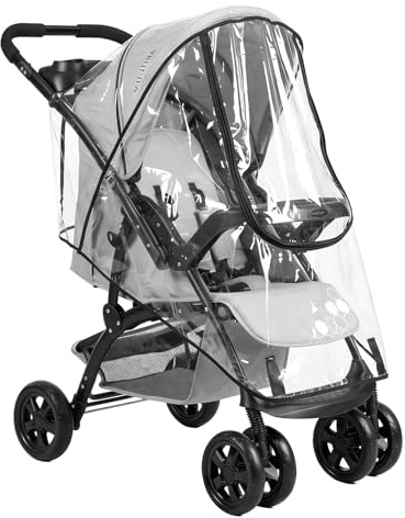 Universal Pushchair Rain Cover, Waterproof Breathable Pram Rain Cover with Lift-Up Window and Double Zippers,Fit for Most Pram Strollers