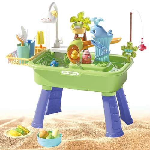 Tavolo Gioco d'Acqua Interattivo - Sabbiera Sensoriale con Pompa Funzionante | Giocattolo Educativo verso Bambini Piccoli, ed Età Prescolare | Set Sviluppo Coordinazione per Giardino, Spiaggia, e Casa
