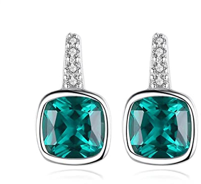 Örhängen Sterling Silver Kvinnor Fyrkantiga Sparkle Cubic Zirconia