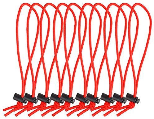 POWRIG 6 Elastic Cable Ties Bungee Cords Adjustable Cable Management Reusable -Red (10-pack)