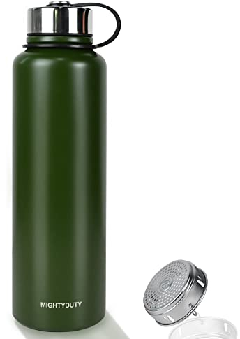 MIGHTYDUTY Edelstahl Thermosflasche 1,5L Thermoskanne vakuumisolierte Trinkflasche Edelstahlflasche 6-24 Stunden warm und kühlend Grosse Kapazität Isolierflasche für Kaffee & Tee (Grün)