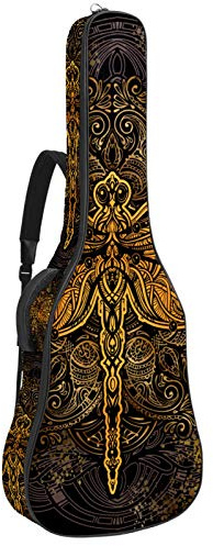 Gitarrentasche mit Reißverschluss, wasserdicht, weich, für Bassgitarre, Akustik- und klassische Folk-Gitarre, braun, Vintage Libelle