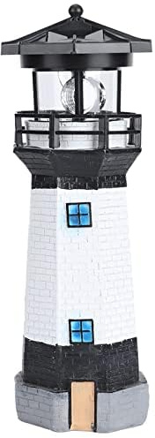 Tissting Lampada Stile Nautico, Impermeabile Faro Ornamento da Giardino Path Illuminazione Solare Rotante per Yard e Patio