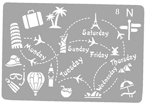 Bemvp 1 Stücke Malerei Zeichnung Schablonen World Travel Journey DIY Handwerk Layering Schablonen Malerei Scrapbooking Stamping Prägung Album Papierkartenvorlage