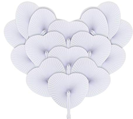 iZoeL Fächer Hochzeit 60 Stück Handfächer Weiß Hochzeitsfächer Faltfächer Herz Hochzeit Gäste Geschenk Hochzeitsdeko Vintage (60Stk)