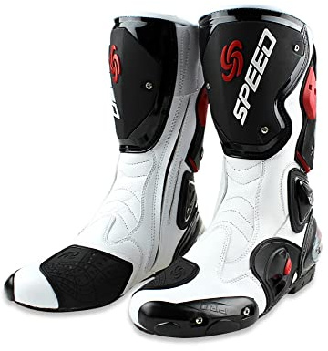 Msport Stivali da Moto Pista Racing Motocross per Uomo e Donna – Protezioni Rinforzate, Antiscivolo, Resistenti agli Urti, Chiusura Rapida – Ideali per Pista e Strada