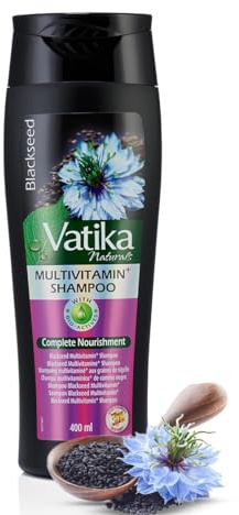 Vatika Multivitaminschampo med Nigella & Henna - 400 ml - ger näring åt håret, stärker och ger glans, främjar hårväxt, förbättrar strukturen