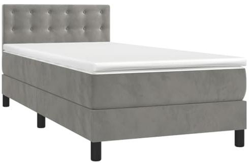 vidaXL Boxspringbett mit Matratze Hellgrau 80x200 cm Samt