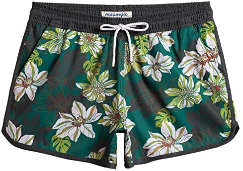 Maamgic Women's Quick Dry Board Shorts with Pockets - Vintage Bathing Suit Shorts - Dark Green, Large