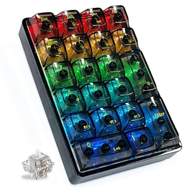 SOLAKAKA K21 RGB-Hintergrundbeleuchtung, Tri-Modus, transparent, kabellos, mechanischer Nummernblock, unterstützt 3 Bluetooth/2,4 GHz/Typ C, Hot-Swap-fähig, 21 Tasten, mechanischer Nummernblock mit