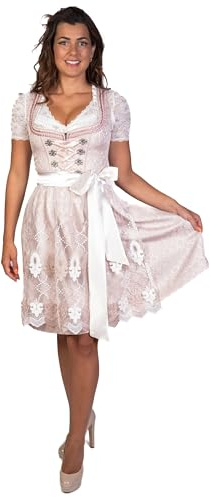 Traditionell dirndl – Susi traditionell klänning rosa/vit 2:a delar, Rosa/Vit, 38
