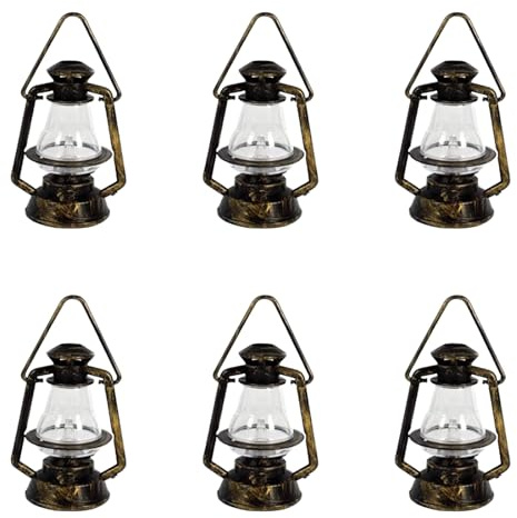 6x Mini Lanterna con Luce e Manico 5 cm in Plastica per Ambientazione Scenario Mini Decorazioni Paesaggio Presepio Napoletano Artigianale allestimento modellismo Vasi a Batteria Accessori Presepe