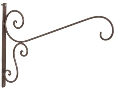MACOSA SA89309 Wandhaken Blumenampel Metall braun 40 cm Wandhalter Landhausstil Dekoration Wand Haken Halterung Pflanzenhaken Dekohaken