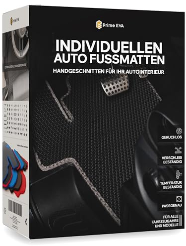 Prime EVA ® Fussmatten Auto Massanfertigung - Individuellen Fußmatten Auto, Premium Automatten nach Maß, Höher als Gummimatten Auto, Kompletter Satz (2 Vordere Matten und 2 Hintere Matten) - Schwarz
