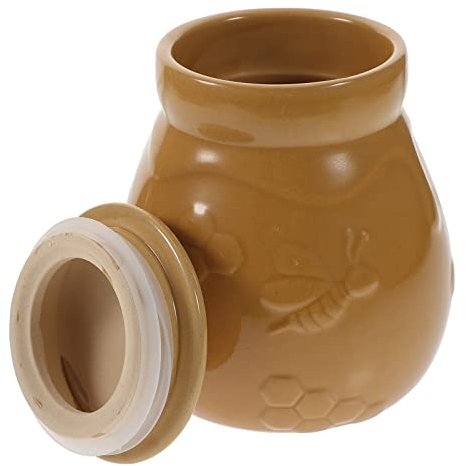 UNbit Honigglas, Keramik-Honigtopf mit Siegeldeckel, traditioneller Porzellan-Honigbehälter, Küchensiruptopf for Honig, Marmelade, Gelee, 650 ml, Kimchi-Behälter