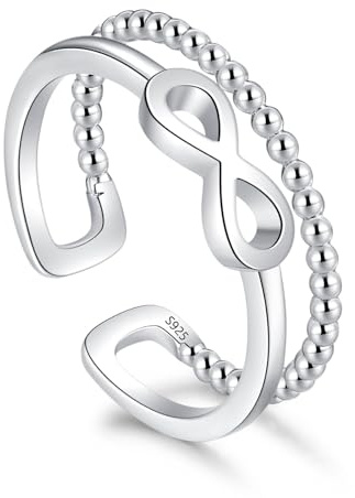 Loutade Silber Damen Ringe, 925 Sterling Silber Offen Verstellbar Ringe, Schlicht Unendlichkeit Doppelt Ringe, Damenring Offen Verstellbar Stapelbar Knuckle Fingerringe für Frauen