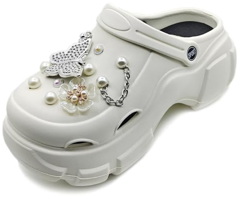 Solaud Women's Platform Clogs High Heel Soft Comfort Lightweight Non-Slip Increased Height Slip on Slide Beach Pool Garden Sandals Shoes