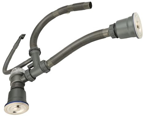 Spülbecken-Abfluss-Set, Abflussrohr-Set für Küchenspüle aus Metall, Beständig Gegen Hohe Temperaturen, Doppelbecken-Ablauf-Set, Einfache Installation, Abflussstopfen-Set für die