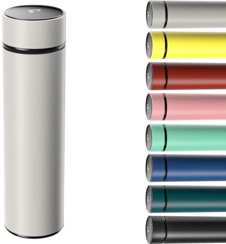 Homealexa 500ml Coffee Cups Travel Mugs, Water Bottle Vacuum Insulating Cup 304 Stainless Steel, Touch Screen Temperature Gauge, Smart Mug for Heat and Cold (Grey)