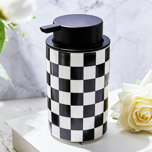 Ceramic Hand Foaming Soap Dispensers with Black Pump - 1 Pack