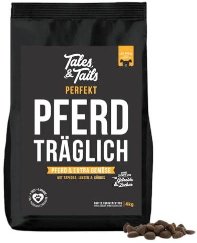 Tales & Tails Halbfeuchtes Trockenfutter für Hunde | Getreidefrei | Eine Tierische Proteinquelle | Hohe Akzeptanz & Verträglichkeit (4 kg (1er Pack), Pferd)