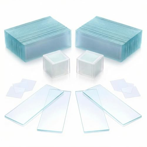 QWORK® 100 Stück Objektträger 76x25mm und 200 Stück Deckgläser 18x18mm, Mattierte Kanten