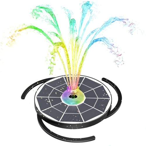 AISITIN 6.5W LED Solar Springbrunnen für Außen mit Fernbedienung, Solar Schwimmender Fontäne Pumpe mit 4 Sprüh Effekten,mit Akku und Gebührenpflichtig,Solarbrunnen für Draussen für Garten,Vogelbad