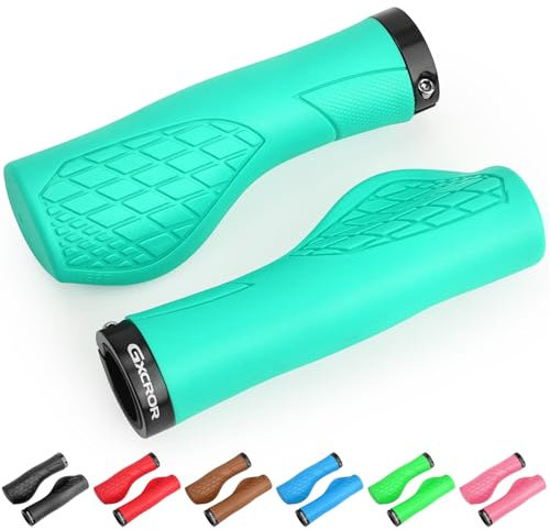 GXCROR Bike Grips,Ergonomic Bicycle Handlebars Grips Shock Absorbing Dual-Density Silicone,Universal 22.2mm Fit with 3D Non-Slip Pattern,Scooter Grips