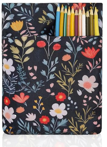 Sdhgerh Buchhülle mit Reißverschluss und Vordertasche Blume Blatt Buchtasche Schutzhülle für Taschenbücher Waschbarer Buchumschlag Buchliebhaber Geschenke 21 x 28 cm