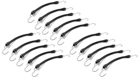 YFUK 15 Stück LR028515 Gummi-Planengurte, strapazierfähige Spanngurte Für den Außenbereich, Spannseile mit Haken, 25,4 cm, Gummi, schwarz Für universelle Autos, Kajaks, SUV, Traktoren, Campe
