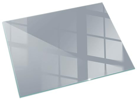 Kamin Bodenplatte Glas 120x80 cm Rechteckig Herdboden Polierte Kanten Bodenbelag Spritzwasserschutz Wohnzimmer Schutz vor Glut Sicherungsblech Nachhaltig - Farbe Grau